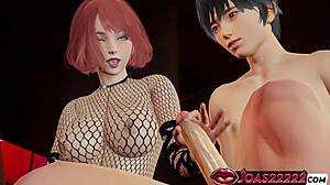 redhead haylee strokes big cock in bdsm fishnets then sloppy irrumatio cumshot