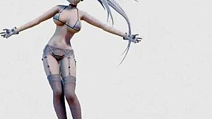 Black Rock Shooter and Sibling Rock Helltaker Dance in Tight Sexy Underwear Bikini Tease