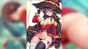 Can aqua resist megumin's big ass tits hentai compilation urge?