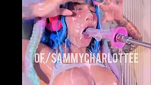 hentai girl's disorderly deepthroat blowjob ends in messy facial!!