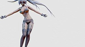 Black Rock Shooter and Sibling Rock Helltaker Dance in Tight Sexy Underwear Bikini Tease
