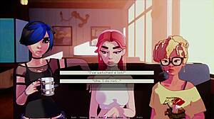 Goth girl yanks huge monster cock in hooked hentai game pornstar interview ep 1