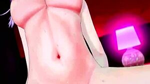 Nekomata Okayu rides monster cock cowgirl squirting orgasms