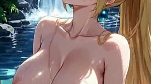 Princess Peach Swims in Lake Waterfall Under Aqua Super Mario AI Animation