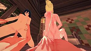 hey annie and mikasa ready for foursome anal creampie swingers action?