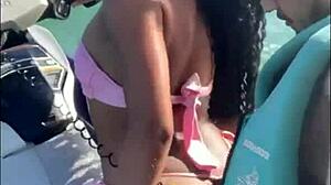 hot skinny housewife cuckolds husband fucking instructor jetski outdoor