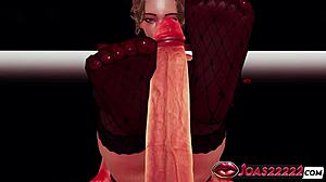 Wet Miki Delivers Sloppy Blowjob and Footjob in Black Stockings Heels