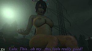 Vore giantess Lulu devours Liz's huge tits and ass in belly swallow