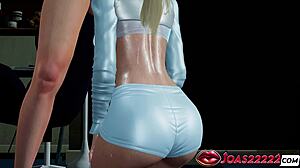 wow big tits blonde amy gives no-hands blowjob moaning through titjob handjob on her huge wet ass till massive cum rule34