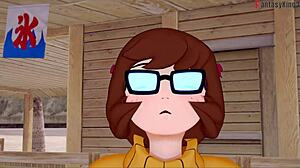Velma kneels for deep blowjob on sunny beach in Scooby Doo hentai. Big oppai tits sway during full fantasyking3 scene
