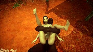 goth babe explores wild tribe life 3d adventure with big stranger