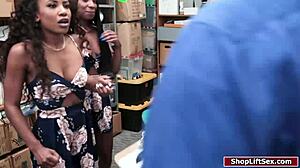 Ebony Shoplifters Tempt Officer with Juicy Group Fuck?