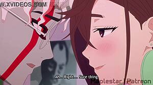 dandadan mature milf's big tits bounce in pov creampie blowjob animation