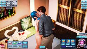 Blue Haired Beauty Fingers Herself Sensually