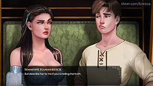 She screams for help but not for long in this hentai game with big tits