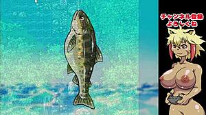 River fishing play meets goddess in hentai game