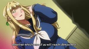 Blonde with big tits in hentai action.