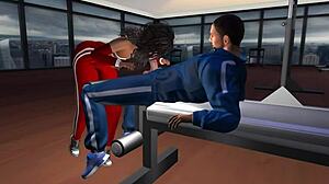 기울어진 벤치에서 세게 그루핑 당함